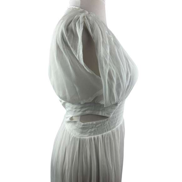 NWT ZARA Pleated Chiffon Maxi Dress Side Cutout Detail in White Women's Size XS - Picture 6 of 16